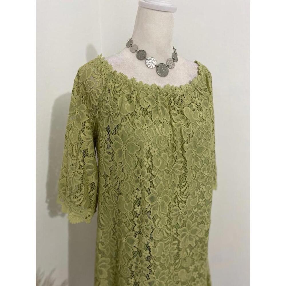 Lace Tunic Dress in Olive Green-Medium-New (0004)